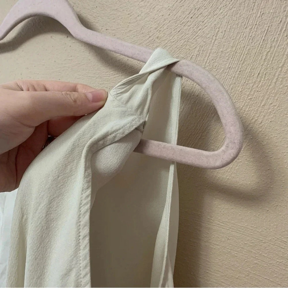 Eileen Fisher Silk Georgette Crepe U-Neck Side Drape Shell Top in Bone Size XL - Picture 7 of 9